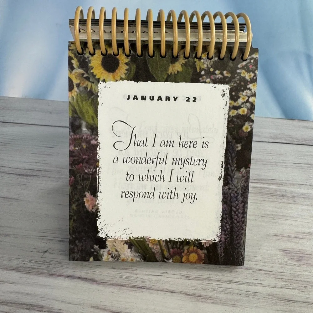 Garborg Perpetual Calendar Thoughts of You Floral Vintage Desk Decor